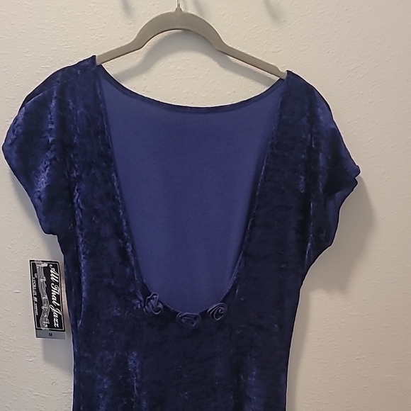 NWT Velvet Maxi Dress Size M Navy Blue Low Back Whimsigoth Deadstock Y2K 90s - Picture 9 of 13